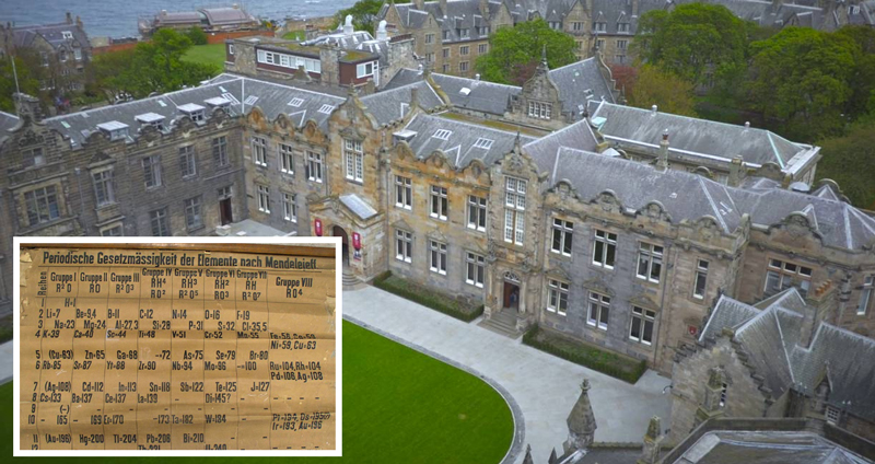 มหาวิทยาลัยในสกอตแลนด์พบตารางธาตุเก่าแก่ในห้องเก็บของ เชื่ออาจเก่าแก่ที่สุดในโลก