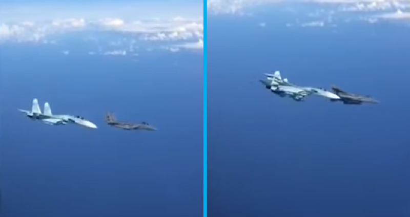 เผยคลิปเครื่องบินขับไล่รัสเซีย พุ่งใส่เครื่อง F-15 ของสหรัฐ ใกล้มากจนต้องหลบ
