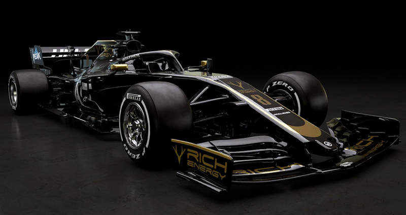 Haas VF-19 รถแข่ง Formula 1 คันใหม่ของทีม Haas ที่มาในโทนสีดำทอง ดุดัน คมเข้ม!!