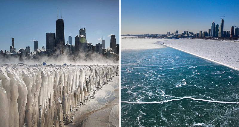 สหรัฐฯ ประสบภัยหนาว อุณหภูมิดิ่งติดลบ จน ‘ทะเลสาบมิชิแกน’ กลายเป็นน้ำแข็ง!!