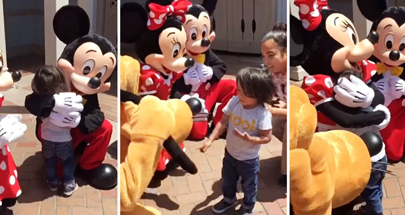 หนุ่มน้อยหูหนวก ได้สื่อสารภาษามือกับตัวละครใน Disneyland และได้รับโอบกอดอันอบอุ่น