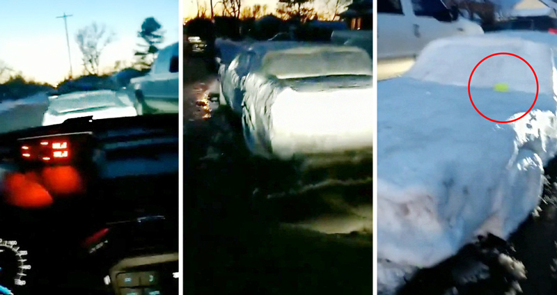 เจ้าหน้าที่ตำรวจพบรถต้องสงสัย แต่ที่ไหนได้มันคือหิมะที่ปั้นเป็นรถ งานนี้เก็บใบสั่งเกือบไม่ทัน