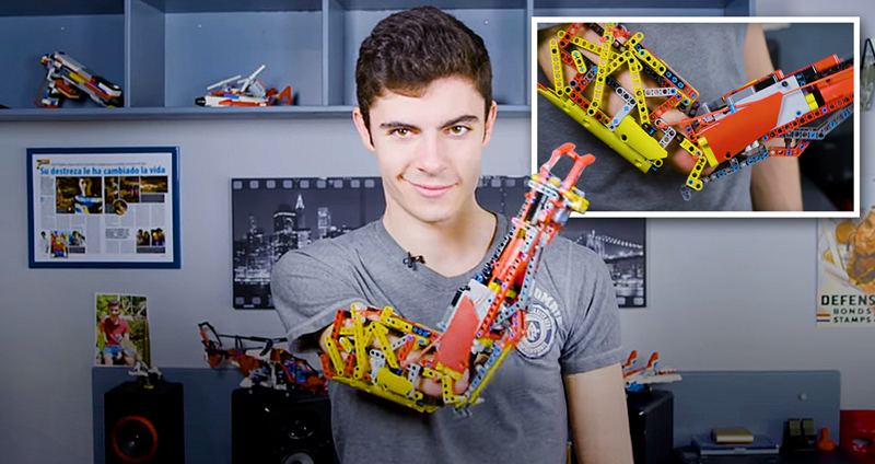 เด็กหนุ่มพิการวัย 19 ปี สร้างแขนเทียมขึ้นมาเอง โดยใช้ “ตัวต่อเลโก้” แถมขยับได้ด้วย!!