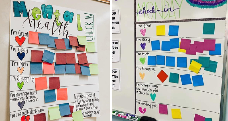 ครูสาวคิดวิธีเช็คชื่อแบบใหม่ ให้นักเรียนแปะกระดาษสีตามอารมณ์ บ่งบอกปัญหาสุขภาพจิต