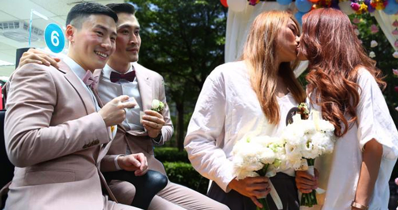 ภาพบรรยากาศคู่รัก LGBTQ ร่วมจดทะเบียนสมรสกันอย่างล้นหลาม ที่กรุงไทเป ไต้หวัน