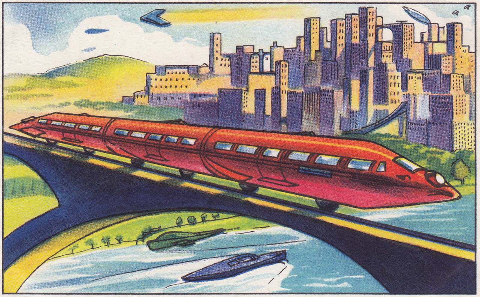 Рисовать в будущем времени. Ретрофутуризм Германия будущего 1930-. Поезд будущего. Рисунок будущего. Железные дороги будущего.
