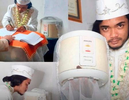 พี่ชายชาวอินโด แต่งงานกับ หม้อหุงข้าว เพราะเธอพูดน้อย และทำอาหารเก่ง ก่อนจะหย่า ในอีก 4 วันให้หลัง เพราะรู้ว่าทำได้แค่หุงข้าว